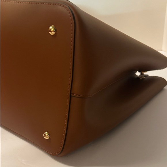 New Lauren Ralph Lauren Tan Leather Tote - Picture 5 of 9